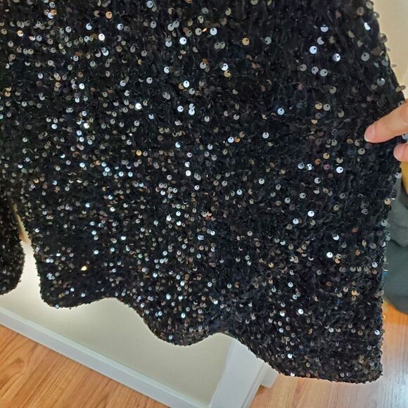 Faeriesty Velvet/velour Wide Leg Dress Party Pants 4XL Sequined Black Holiday - Picture 5 of 7